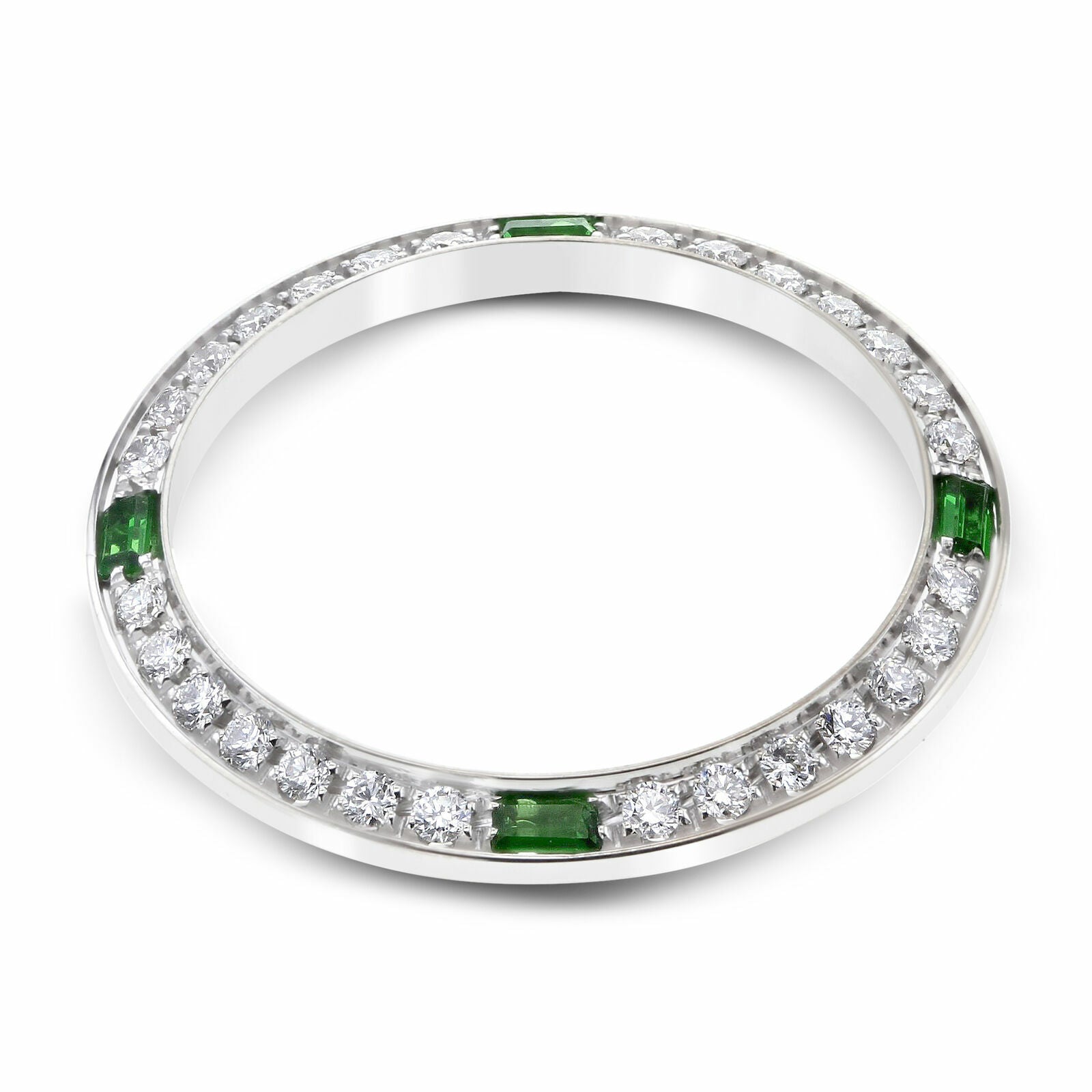 LADIES .70CT DIAMOND BEZEL 18KW FOR ROLEX DATE, DATEJUST, PRESIDENT WITH EMERALD