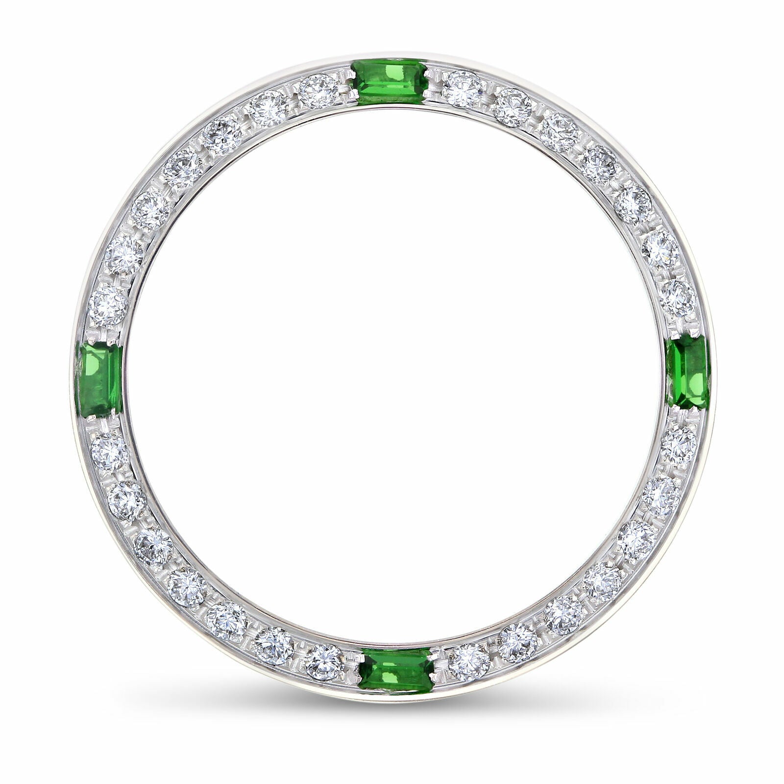 LADIES .70CT DIAMOND BEZEL 18KW FOR ROLEX DATE, DATEJUST, PRESIDENT WITH EMERALD