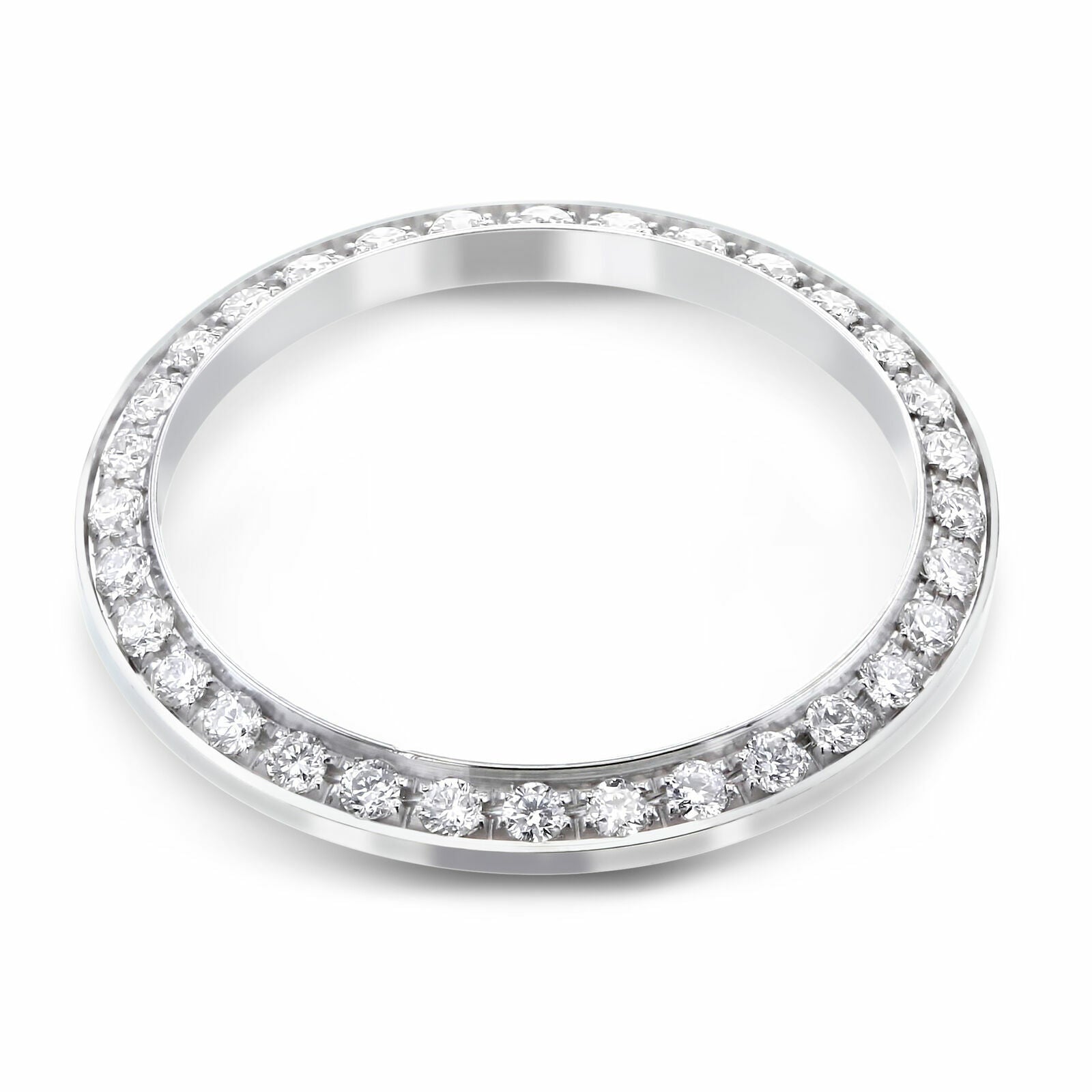 LADIES .70CT BEAD SET DIAMOND BEZEL 18KW FOR ROLEX DATE, DATEJUST, PRESIDENT 26M