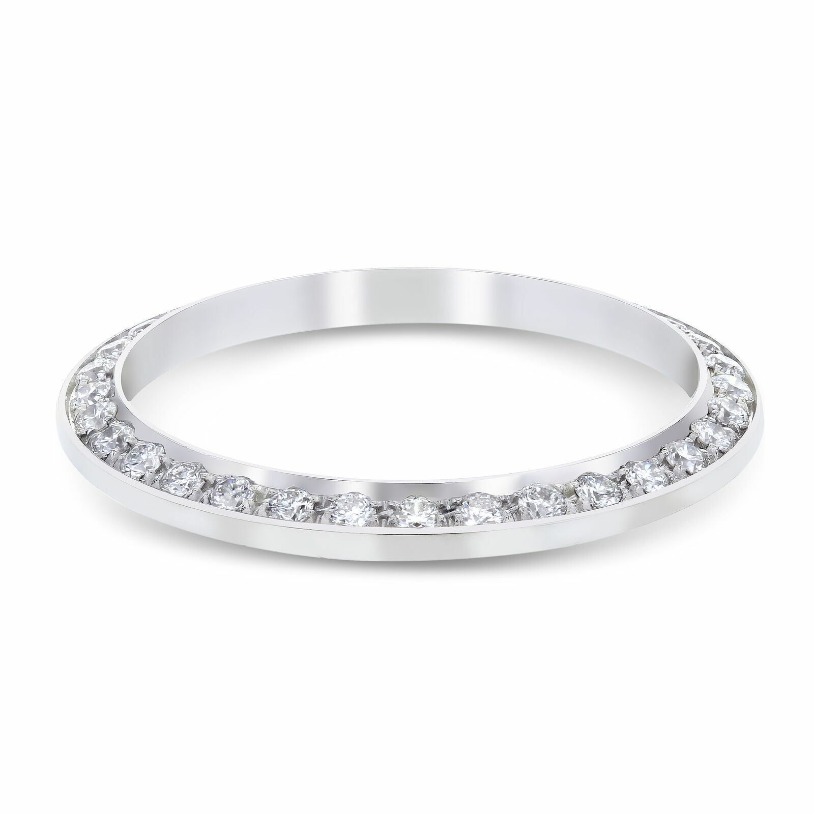 LADIES .70CT BEAD SET DIAMOND BEZEL 18KW FOR ROLEX DATE, DATEJUST, PRESIDENT 26M