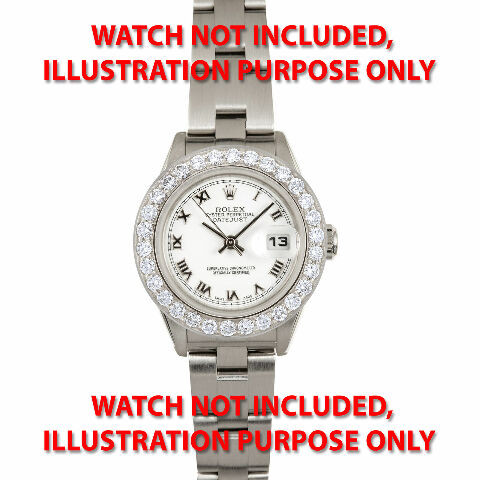 LADIES 1.65CT BEAD SET DIAMOND BEZEL 14KW FOR ROLEX DATEJUST, PRESIDENT 26MM