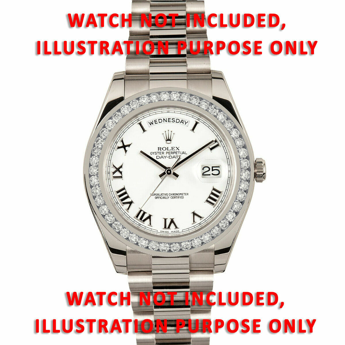 3.15CT CHANNEL NATURAL DIAMOND BEZEL 18KW ROLEX PRESIDENT 218239 218349 218399