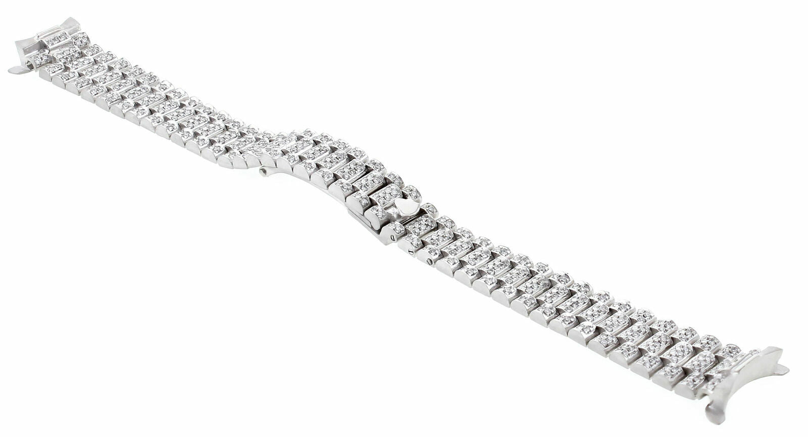 13MM 18K WHITE GOLD ALL DIAMOND PRESIDENT WATCH BAND FOR ROLEX 26MM DATEJUST