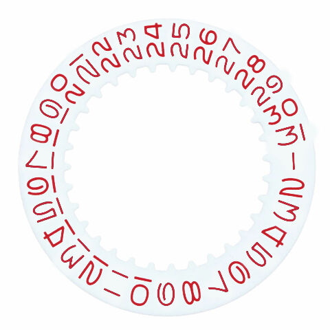 DATE DISC FOR ROLEX 1530-1570 MOVEMENT WHITE WITH RED NUMBERS WATCH PART