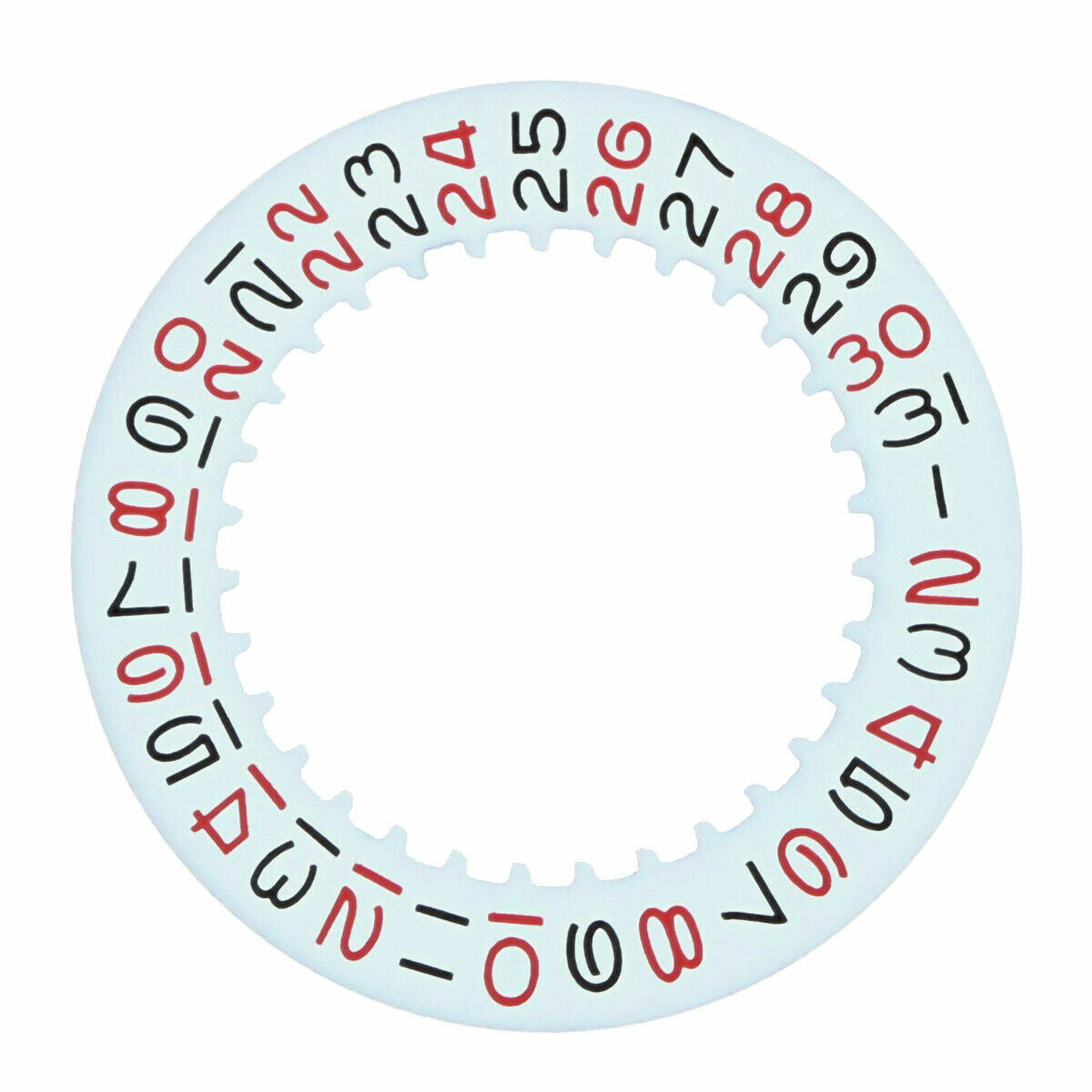 DATE DISC FOR ROLEX 3030-3035 MOVEMENT WHITE WITH RED/BLACK ALTERNATING NUMBERS