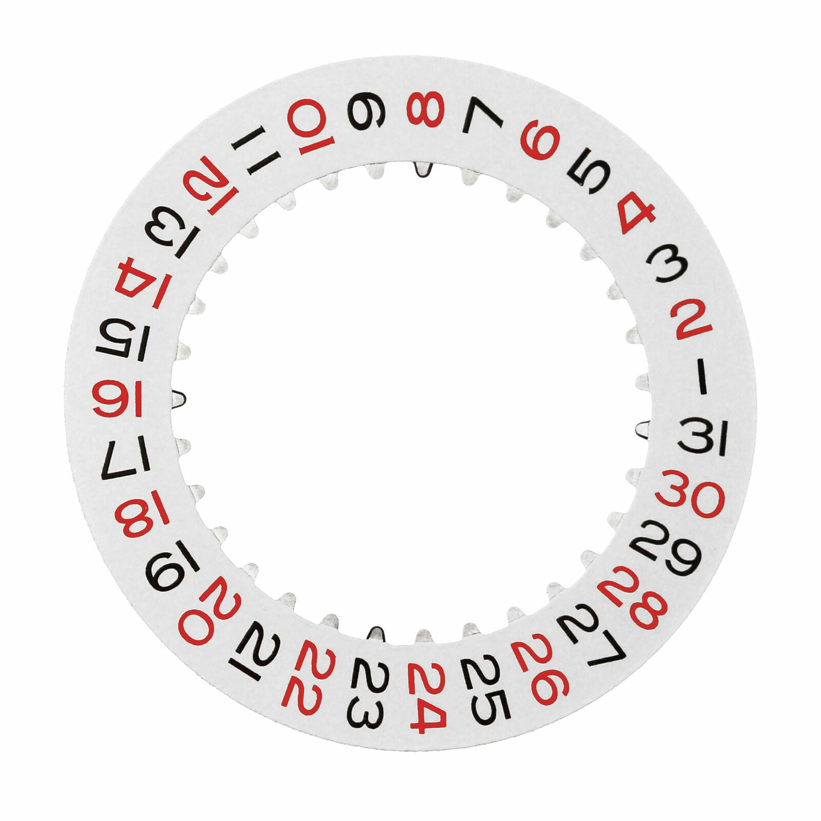 DATE DISC FOR ROLEX 3135-3155 MOVEMENT WHITE WITH RED/BLACK NUMBERS