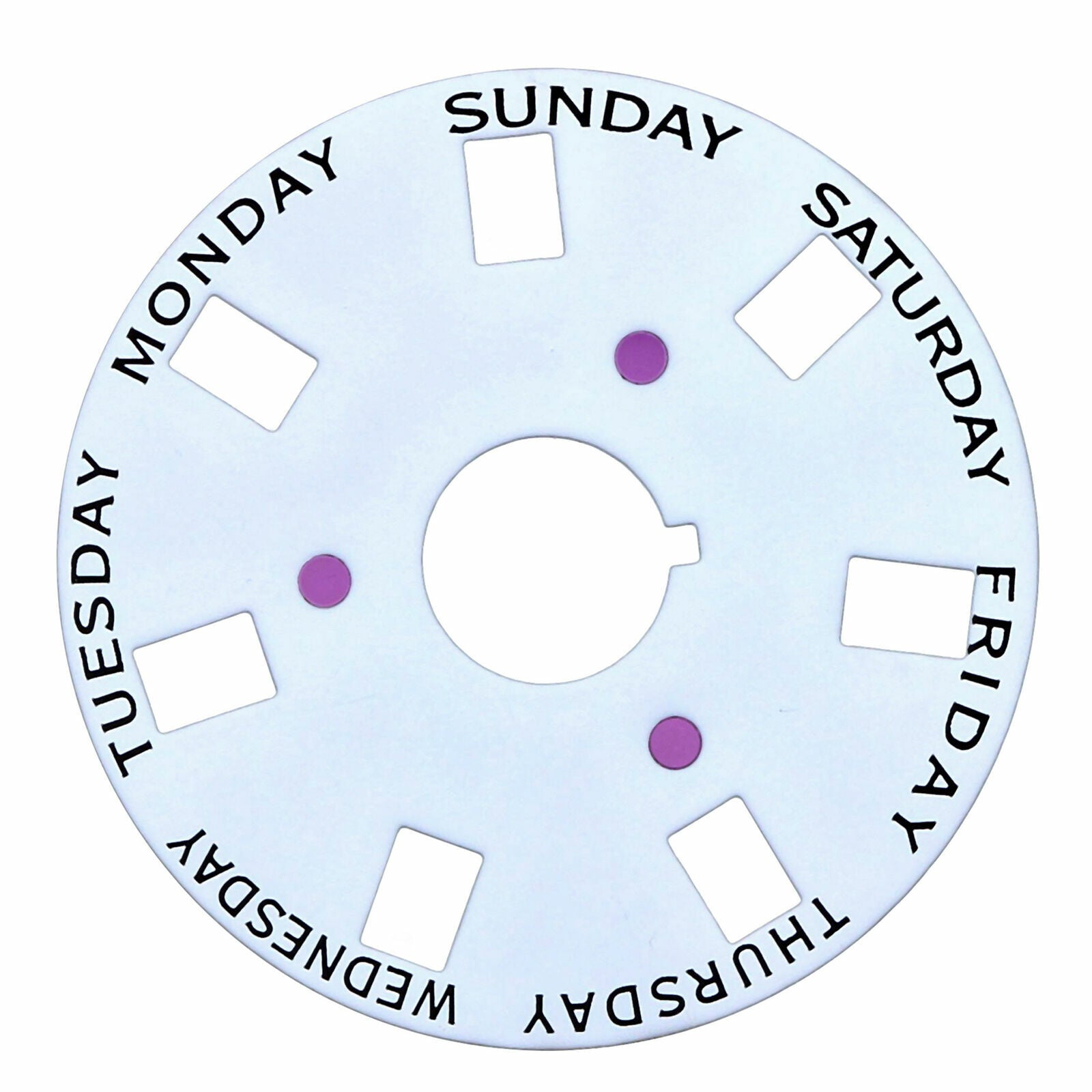 DAY DISC FOR ROLEX PRESIDENT 3055 MOVEMENT WHITE WITH BLACK LETTERS