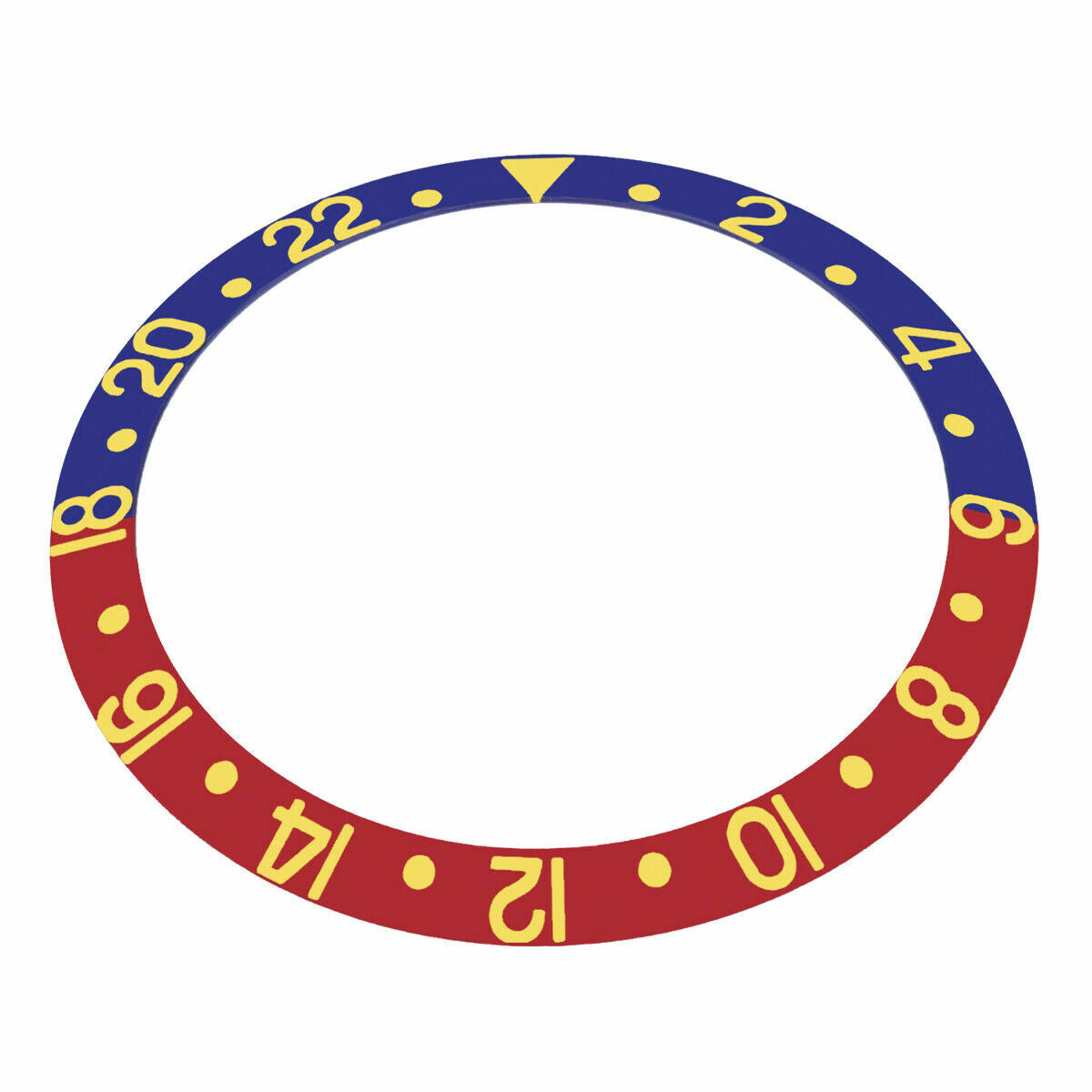 GMT BEZEL INSERT FOR ROLEX GMT MASTER I 16753, 16758, 16759 BLUE RED GOLD FONT