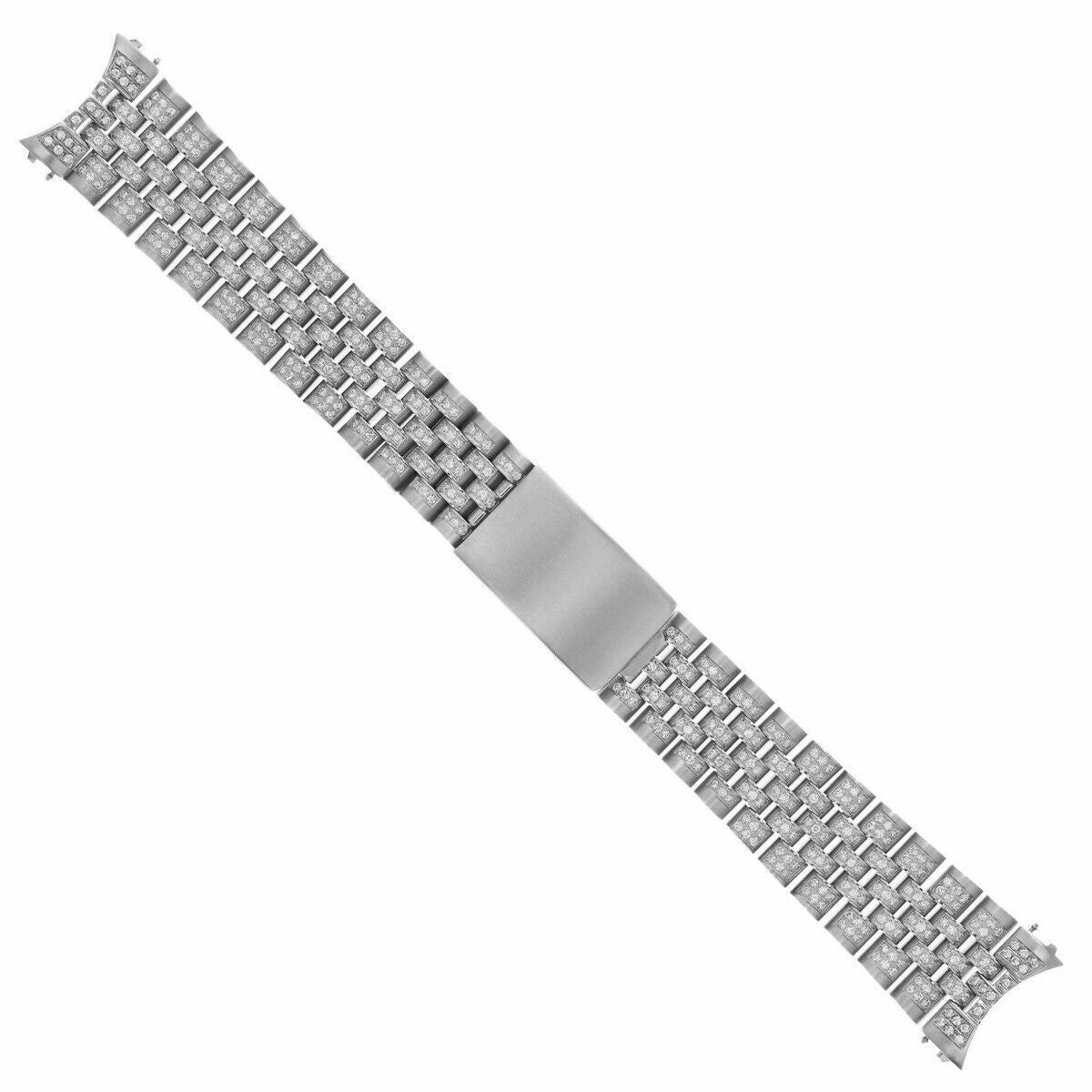 ALL DIAMOND STAINLESS STEEL JUBILEE WATCH BAND FOR ROLEX 36MM DATEJUST 4.65CT