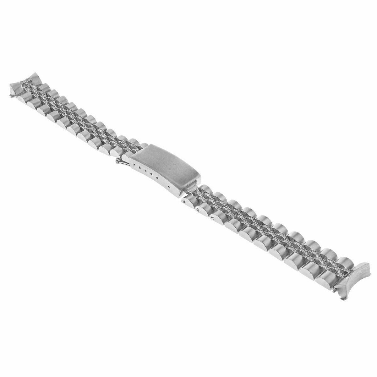 13MM STAINLESS STEEL DIAMOND CENTER JUBILEE WATCH BAND FOR ROLEX 26MM 1.60CT