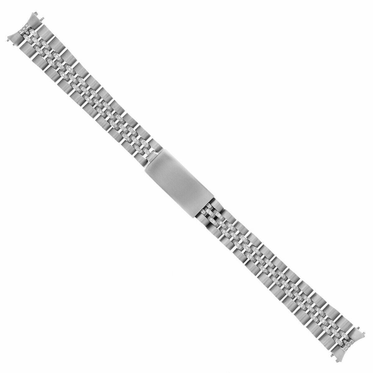 13MM STAINLESS STEEL DIAMOND CENTER JUBILEE WATCH BAND FOR ROLEX 26MM 1.60CT