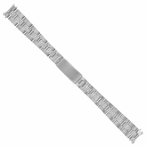 13MM STAINLESS STEEL DIAMOND CENTER OYSTER WATCH BAND FOR ROLEX 26MM DJ 1.50CT