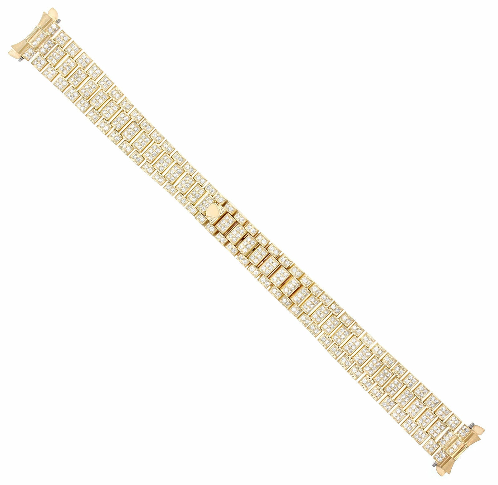 13MM 18K YELLOW GOLD ALL DIAMOND PRESIDENT WATCH BAND FOR 26MM ROLEX DATEJUST