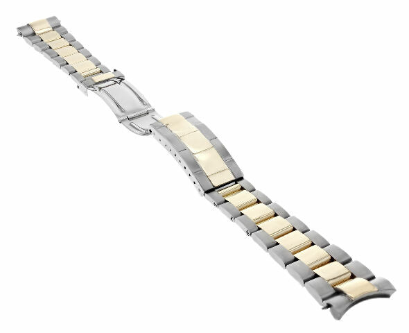 18K/SS OYSTER WATCH BAND STRAP FOR ROLEX GMT MASTER 2 GOLD BUCKLE WITH SOLID END