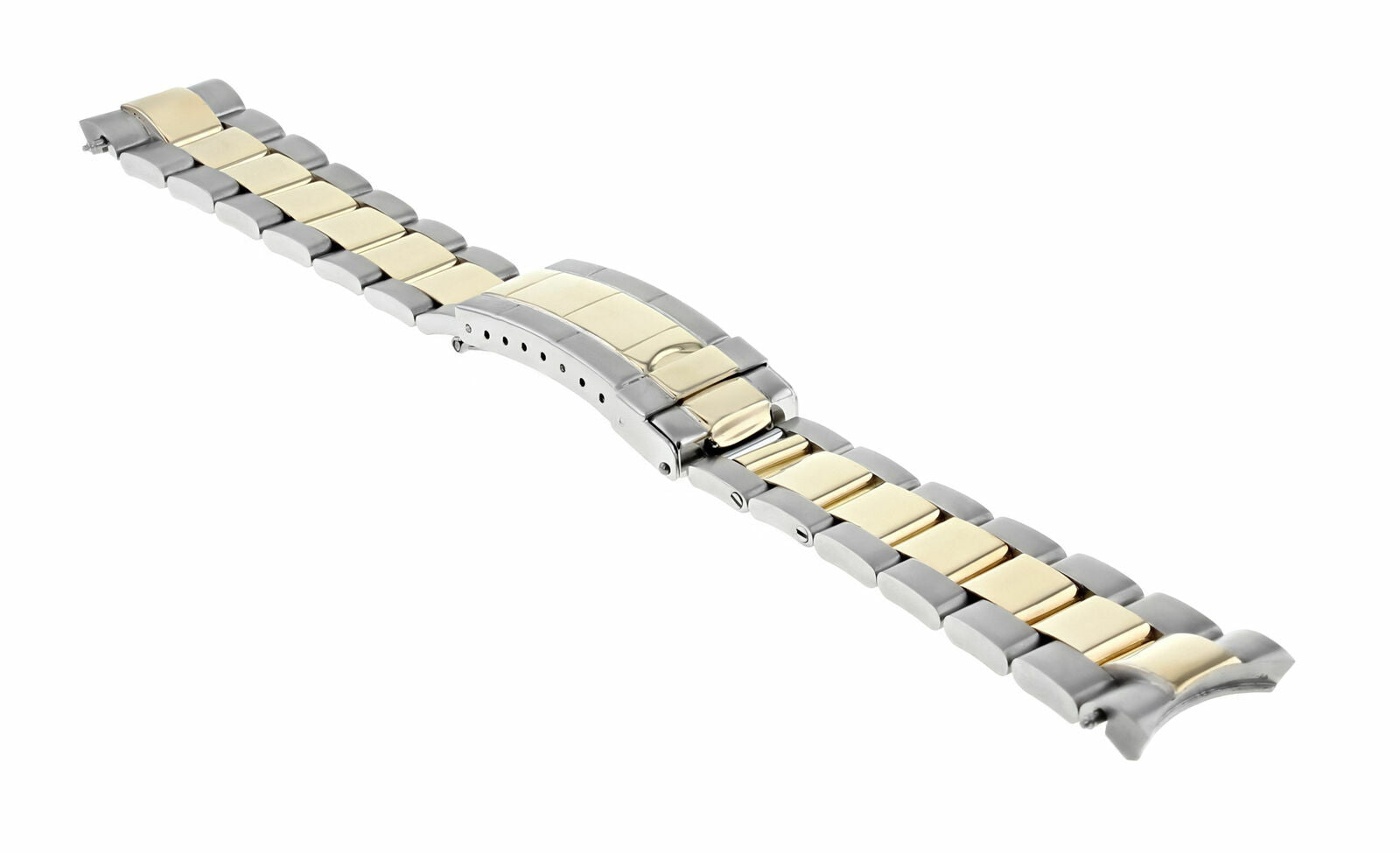 18K/SS OYSTER WATCH BAND STRAP FOR ROLEX GMT MASTER 2 GOLD BUCKLE WITH SOLID END