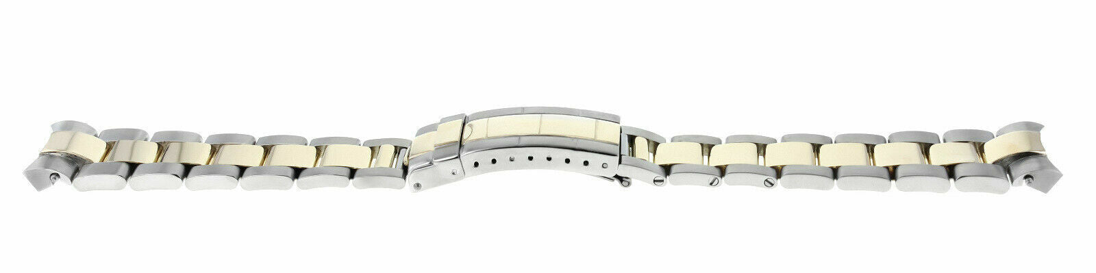 18K/SS OYSTER WATCH BAND STRAP FOR ROLEX GMT MASTER 2 GOLD BUCKLE WITH SOLID END