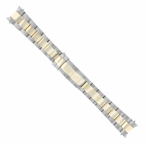 18K/SS OYSTER WATCH BAND STRAP FOR ROLEX SUBMARINER GOLD BUCKLE WITH SOLID ENDS
