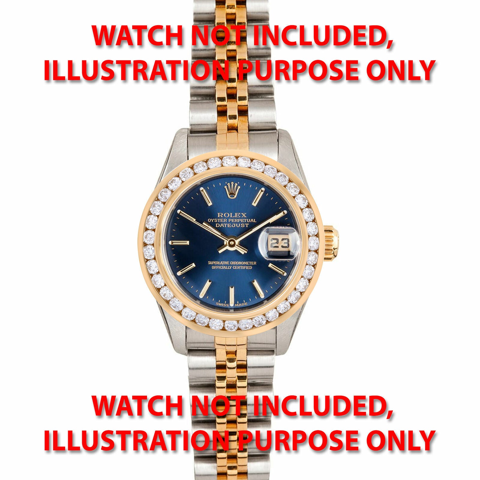 LADIES 1.50CT CHANNEL SET 18KY DIAMOND BEZEL FOR ROLEX DATE, DATEJUST SUPERIOR