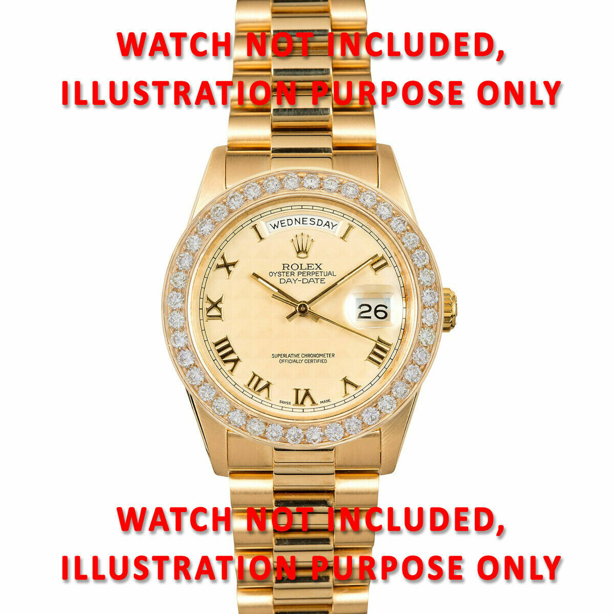 MENS 3CT BEAD SET DIAMOND BEZEL 18KY FOR ROLEX DATEJUST, PRESIDENT DAY DATE 36MM