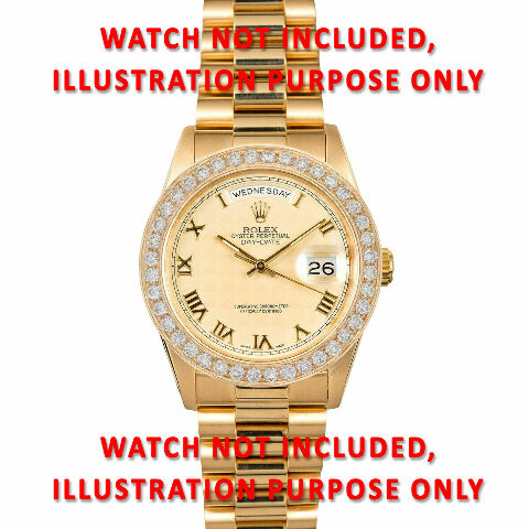 MENS 3CT BEAD SET DIAMOND BEZEL 18KY FOR ROLEX DATEJUST, PRESIDENT DAY DATE 36MM