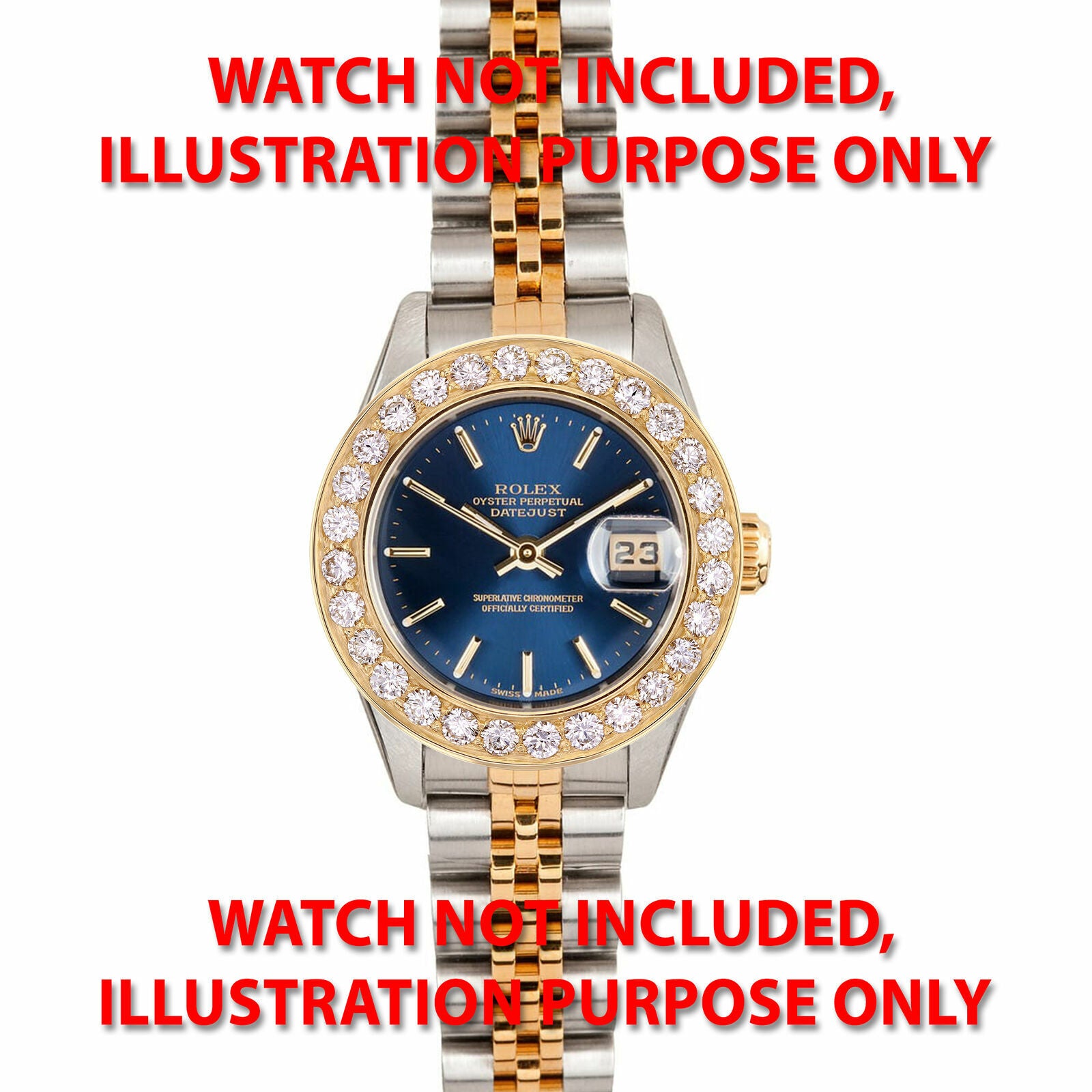 LADIES 2CT BEAD SET 18KY DIAMOND BEZEL FOR 26MM ROLEX DATE, DATEJUST SUPERIOR