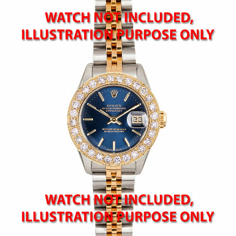 LADIES 2CT BEAD SET 18KY DIAMOND BEZEL FOR ROLEX DATE, DATEJUST, PRESIDENT 26MM