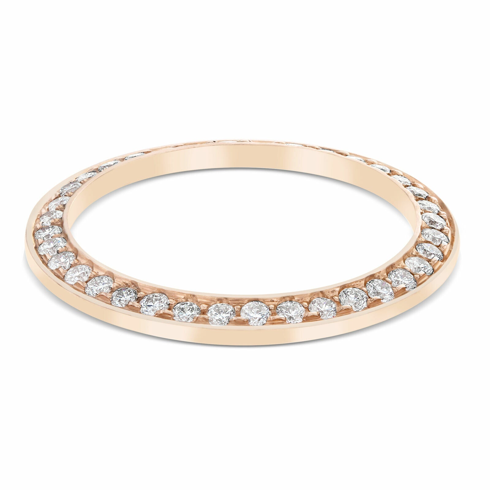 MIDSIZE 1.50CT BEAD SET DIAMOND BEZEL 14K FOR ROLEX DATEJUST 31MM ROSE GOLD