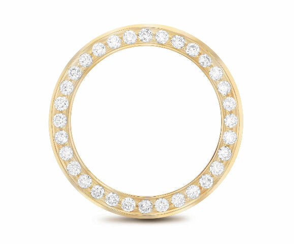 MIDSIZE 2CT BEAD SET DIAMOND BEZEL 14KY FOR ROLEX 31MM MASTERPIECE, PEARLMASTER