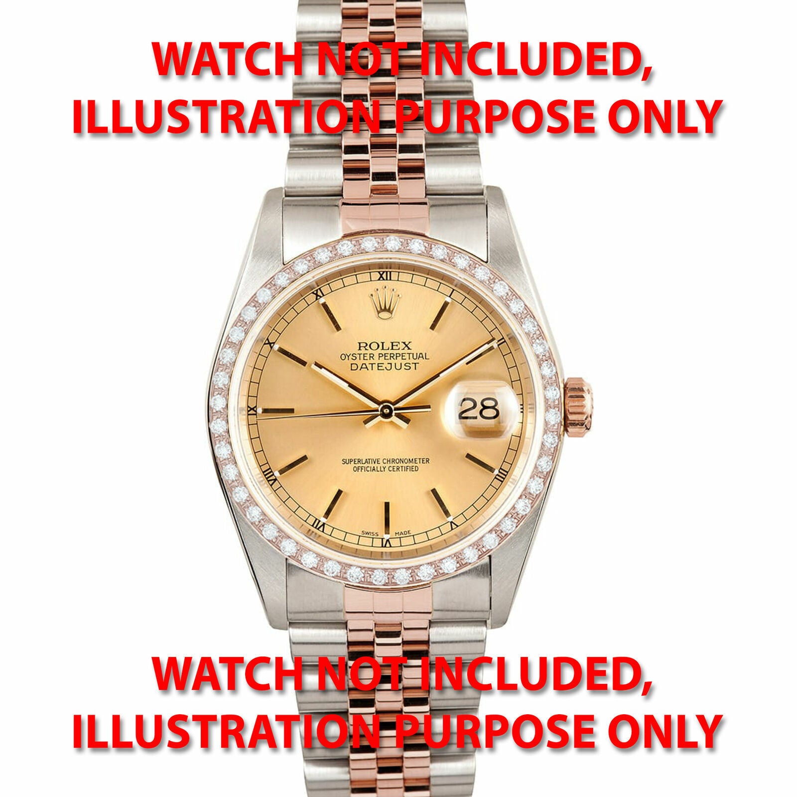 EVEROSE GOLD BEAD SET PAVE NATURAL DIAMOND BEZEL FOR ROLEX 118135 118205 118235