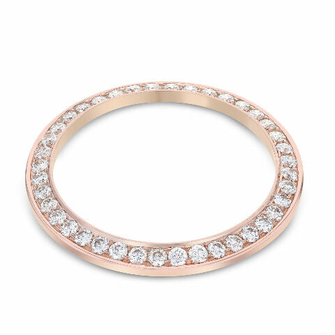 36MM 2CT BEAD SET DIAMOND BEZEL 14K ROSE GOLD FOR ROLEX 36MM DATEJUST, PRESIDENT