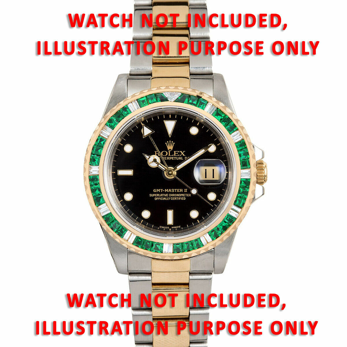 EMERALD & DIAMOND BEZEL FOR SPORT MODEL ROLEX SUBMARINER, GMT MASTER 2 18KY