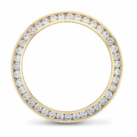 3CT CHANNEL DIAMOND BEZEL 14KY FOR ROLEX YACHTMASTER, THUNDERBIRD, TURN O GRAPH