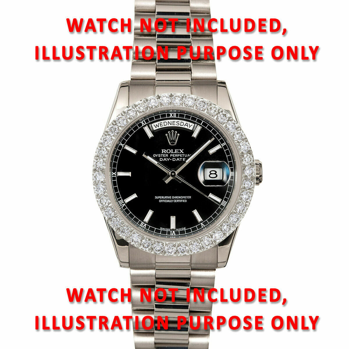 3CT U-SHAPE PRONG BEAD BEZEL DIAMOND BEZEL FOR ROLEX DATEJUST, DAY DATE 36MM SS