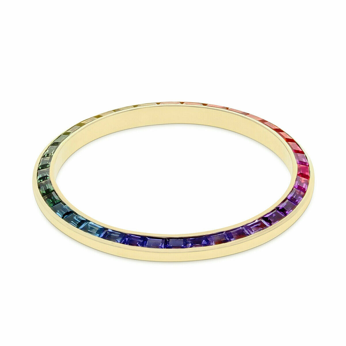2.50CT RAINBOW COLORED STONE BEZEL FOR ROLEX 36MM 18KY 16203, 16233, 16018