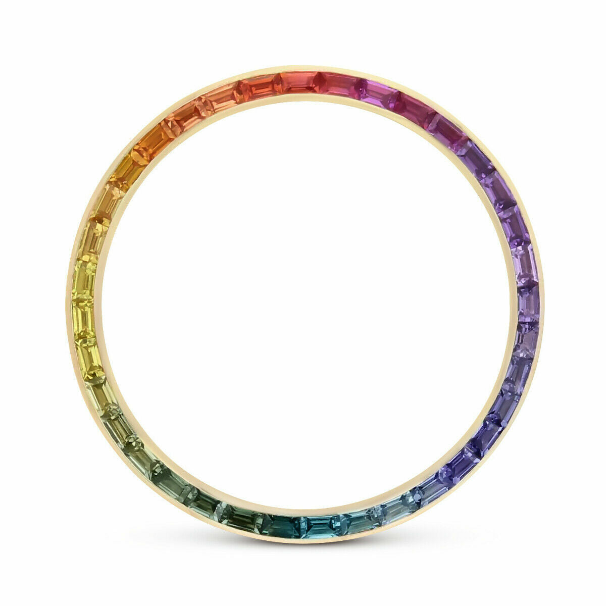 2.50CT RAINBOW COLORED STONE BEZEL FOR ROLEX 36MM 18KY 16268, 18028, 18038