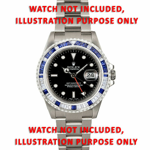 MENS 4.50CT SAPPHIRE & DIAMOND BEZEL FOR ROLEX SUBMARINER, GMT MASTER 2 40MM WG