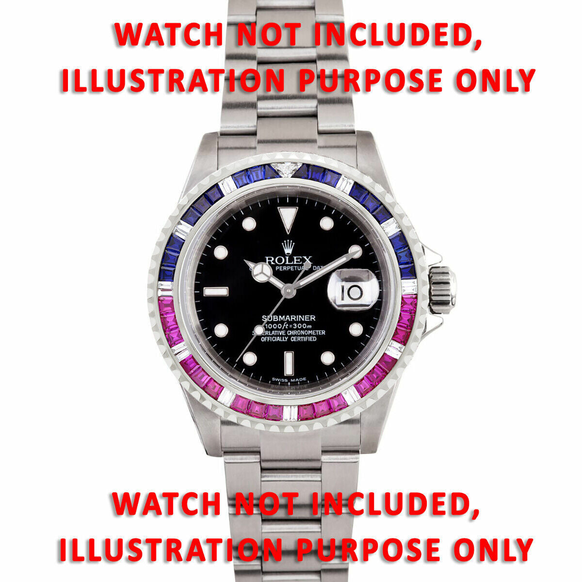 MEN GMT MASTER 2, SUBMARINER SAPPHIRES & RUBIES & DIAMONDS BEZEL FOR ROLEX WG