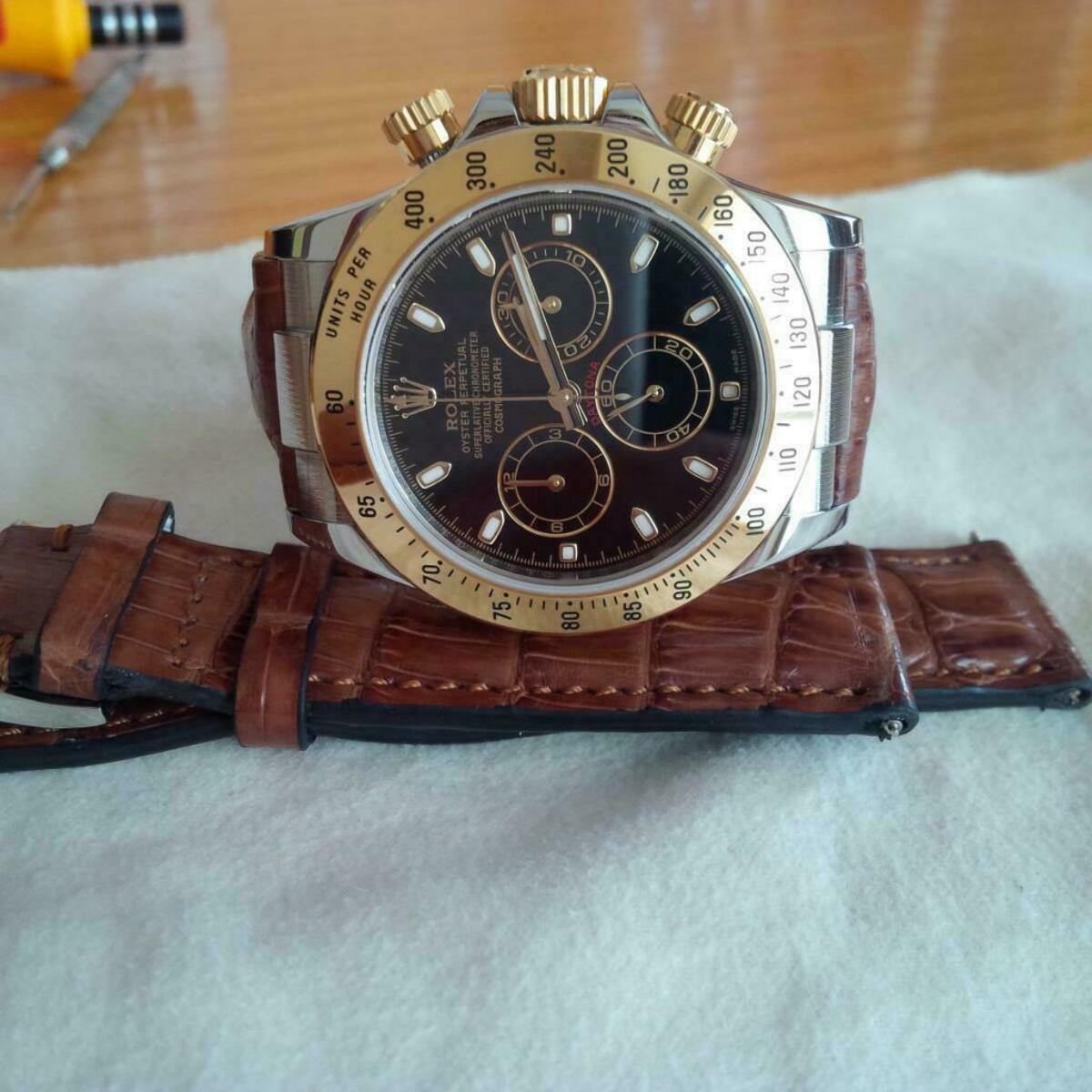 20MM 18KY REAL GOLD ENDPIECES FOR ROLEX DATEJUST 36MM LEATHER STRAP