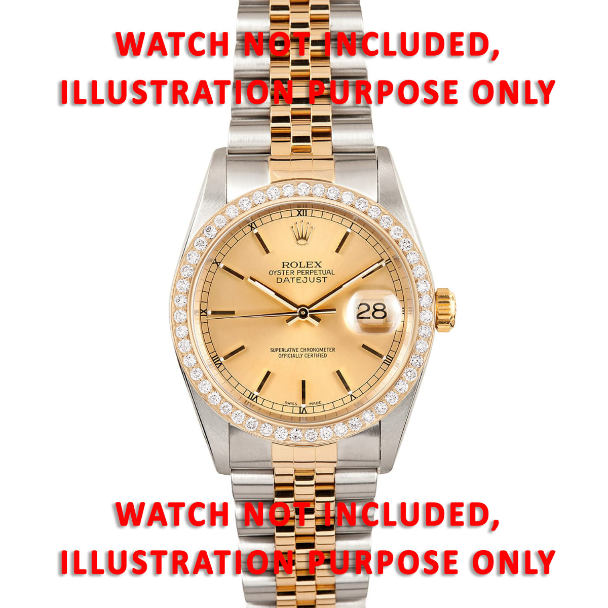 (Z-1536 - YNM)GOLD 1.25CT BEAD SET DIAMOND BEZEL WITH DOUBLE CUT For ROLEX 34MM DATE, AIRKING 14KY