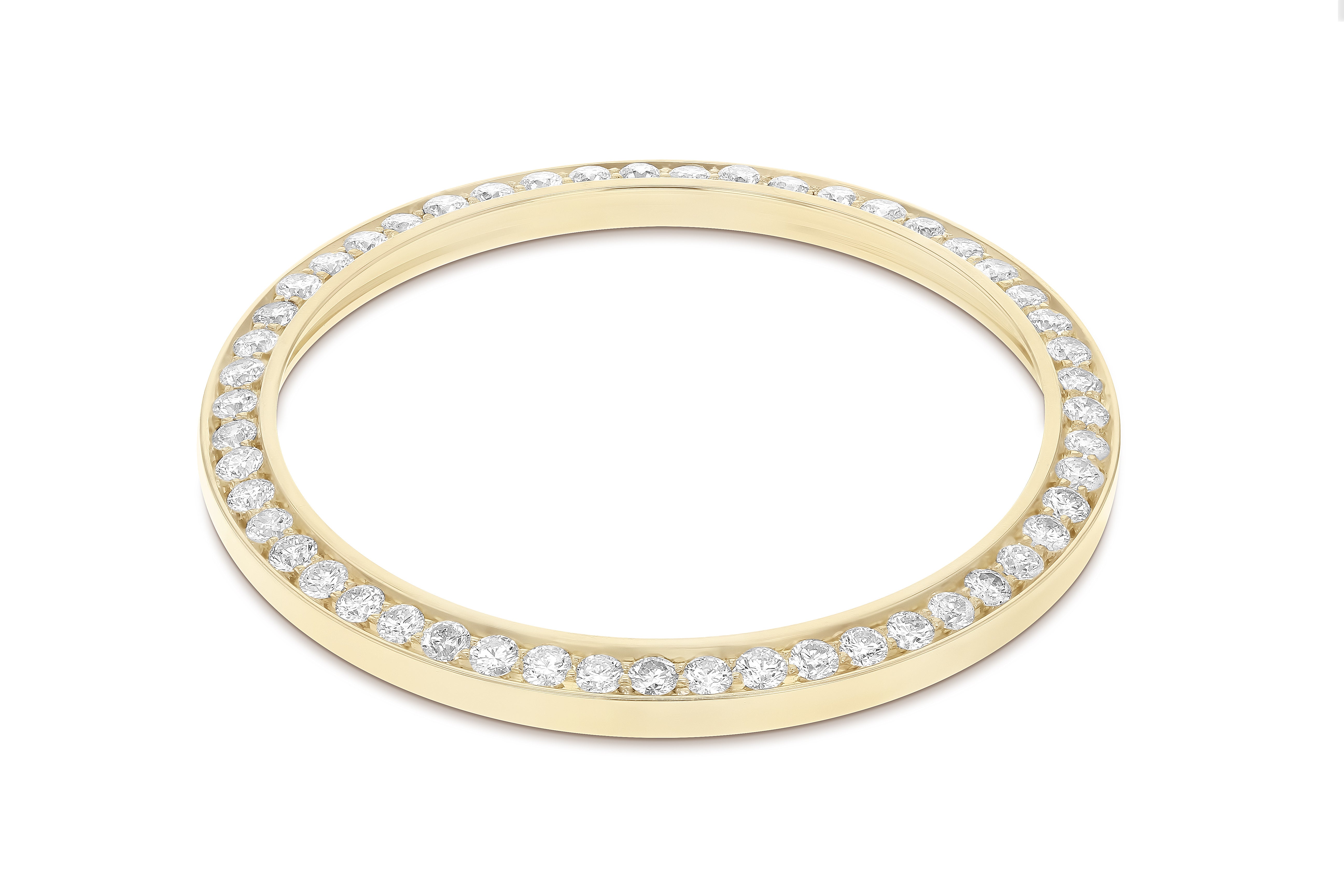 (Z-1536 - YNM)GOLD 1.25CT BEAD SET DIAMOND BEZEL WITH DOUBLE CUT For ROLEX 34MM DATE, AIRKING 14KY