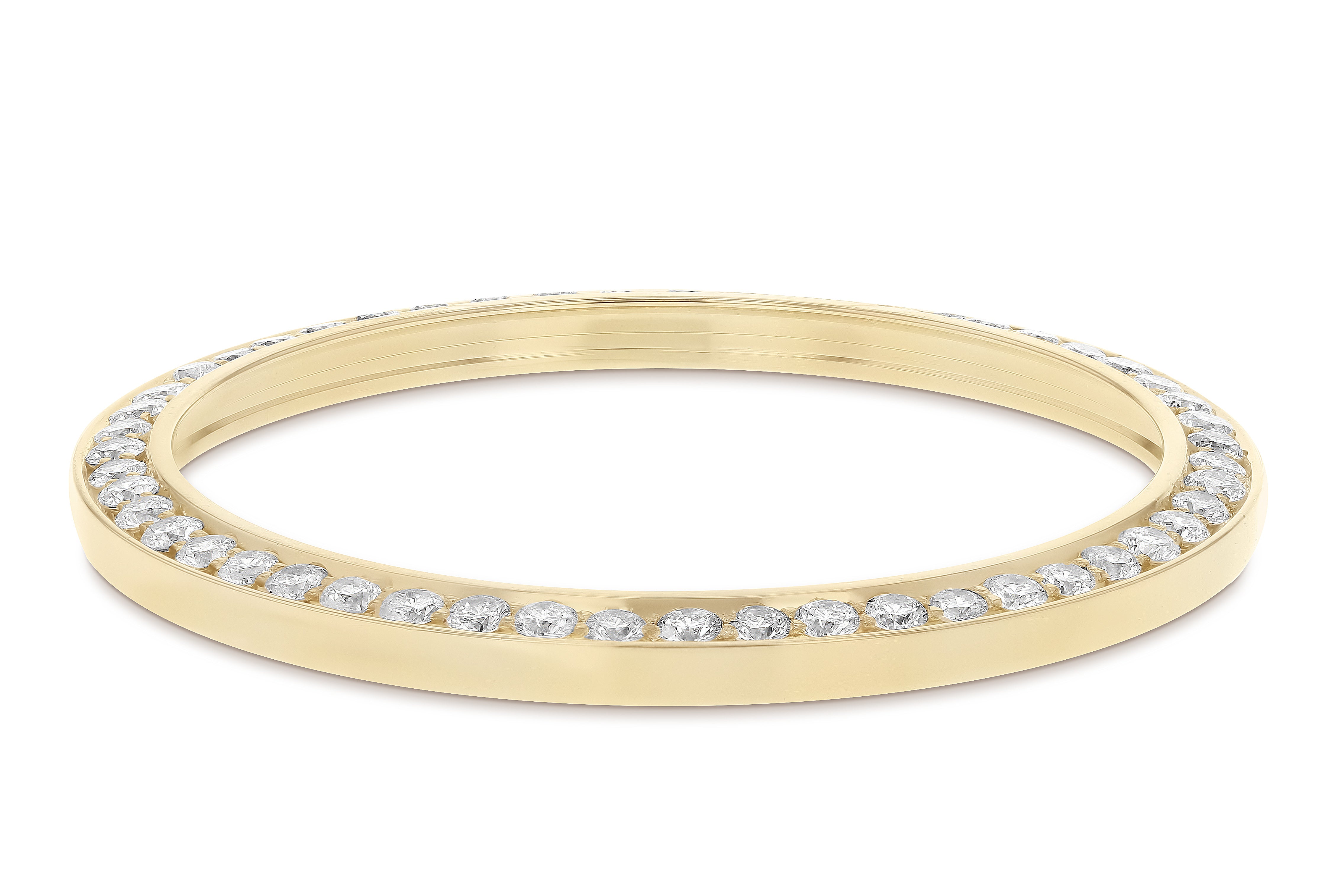 (Z-1536 - YNM)GOLD 1.25CT BEAD SET DIAMOND BEZEL WITH DOUBLE CUT For ROLEX 34MM DATE, AIRKING 14KY