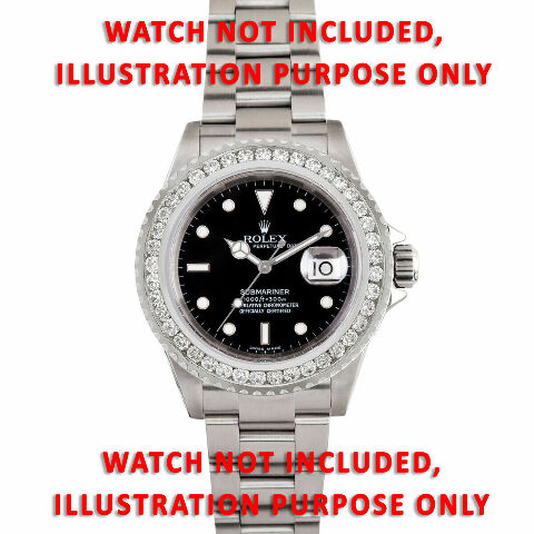 3CT CHANNEL DIAMOND BEZEL WITH RIDGES FOR ROLEX SUBMARINER, GMT MASTER 2 STEEL