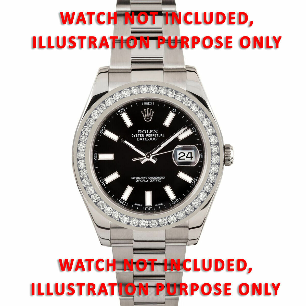 3CT CHANNEL DIAMOND BEZEL STAINLESS STEEL FOR ROLEX DATEJUST 2 116300, 116334