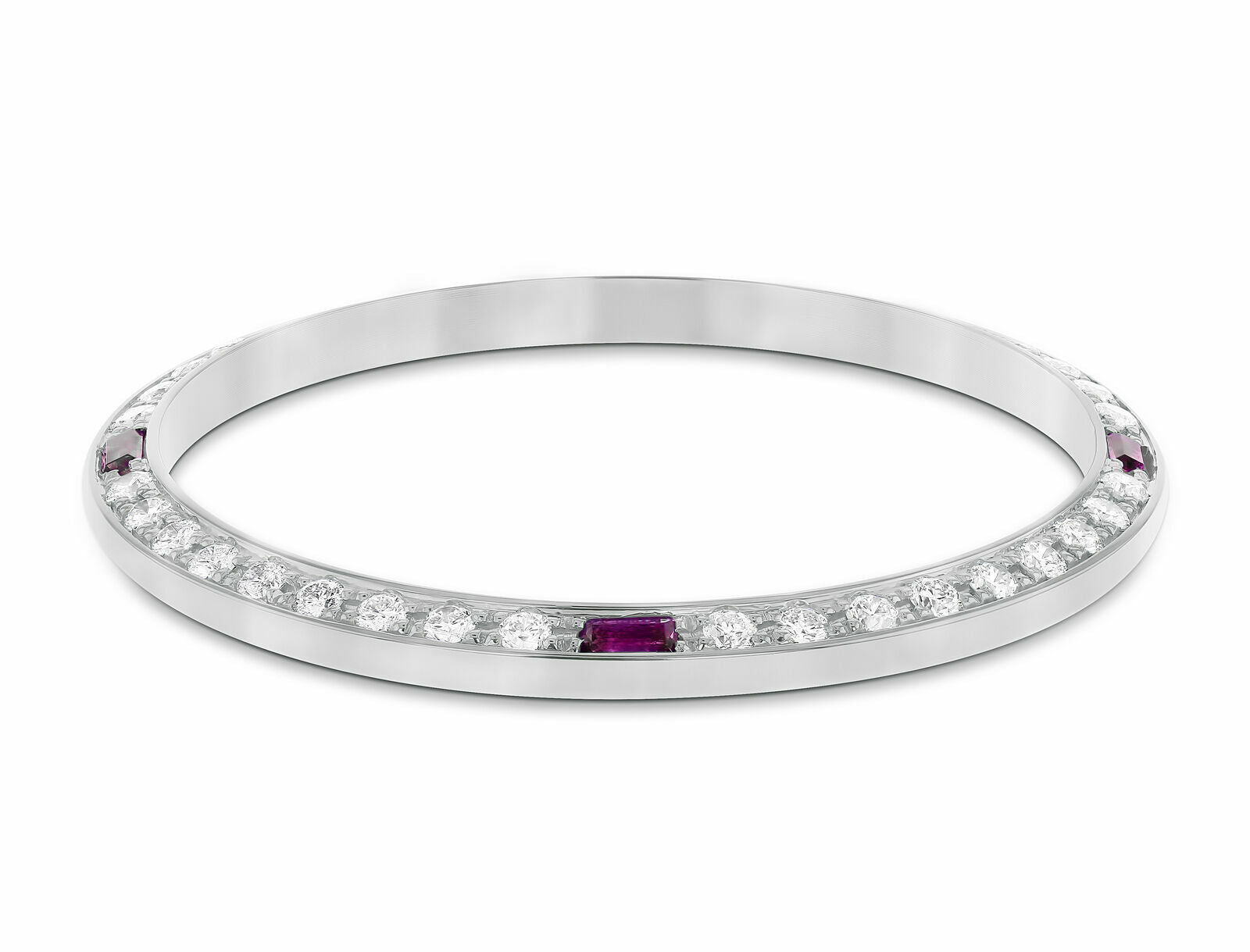 .90CT BEAD SET DIAMOND BEZEL 14K WHITE GOLD FOR ROLEX DATE 34MM WITH 4 RUBIES