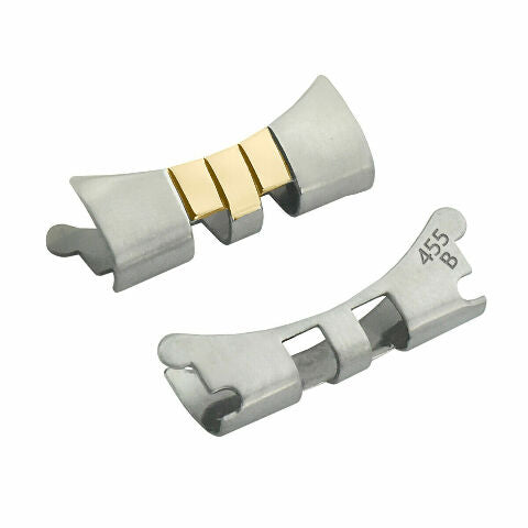 18K/SS TWO TONE JUBILEE ENDPIECE CAPS FOR ROLEX DATE 15053, 15203, 15223, 15233