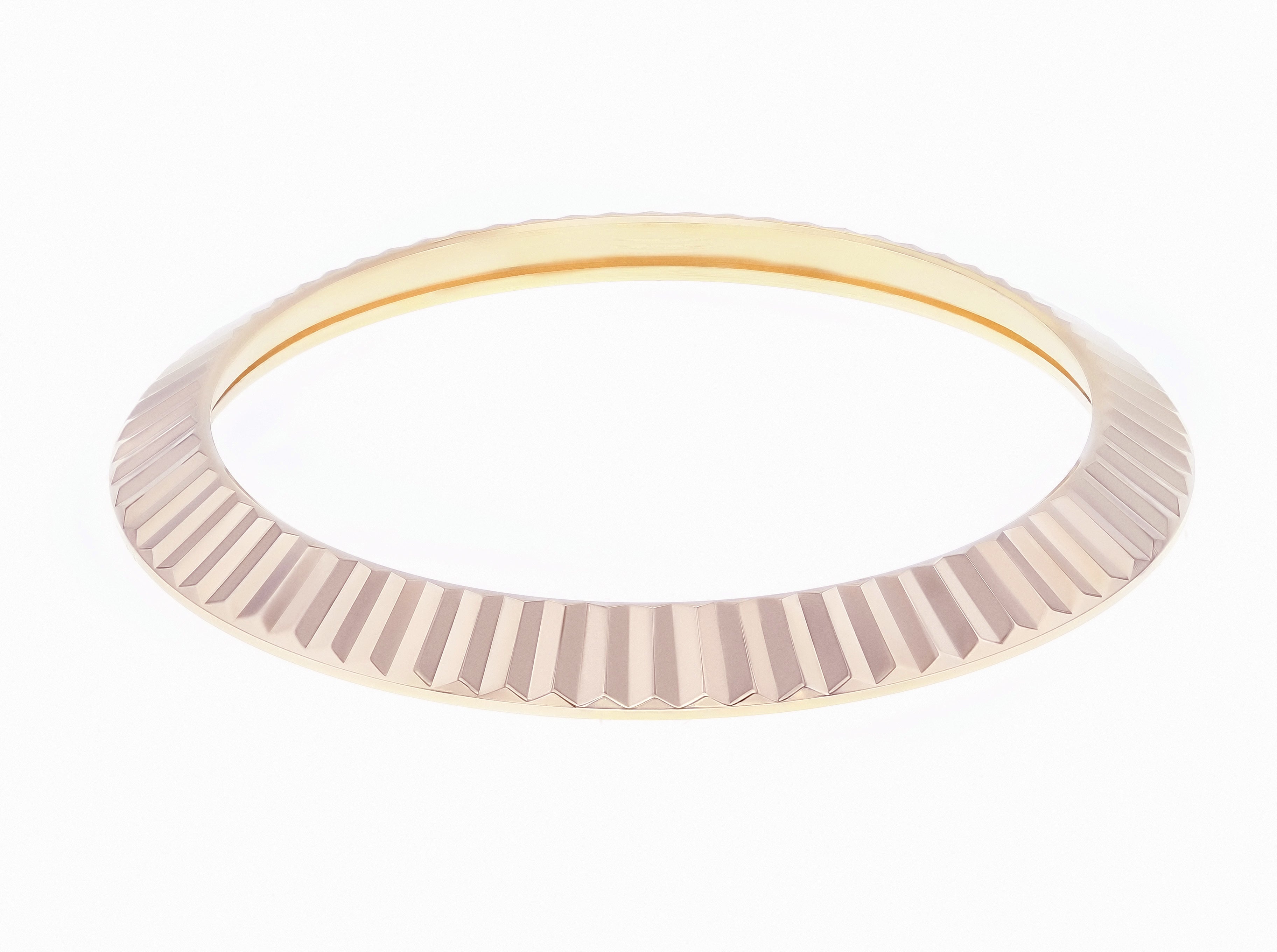 REAL 18K ROSE GOLD FLUTED BEZEL FOR ROLEX DATEJUST 41 126300, 126334, 126333