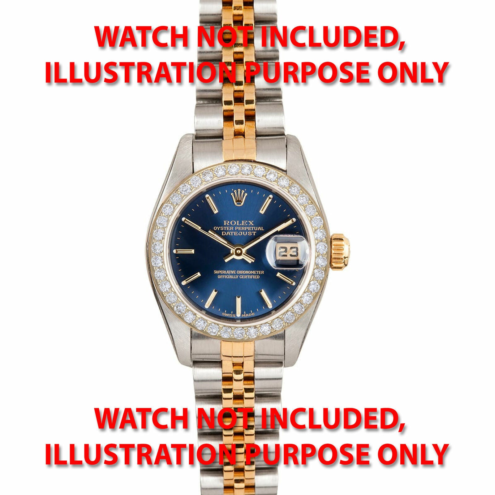 LADIES .85CT BEAD SET DIAMOND BEZEL FOR ROLEX 26MM DATEJUST, PRESIDENT YG