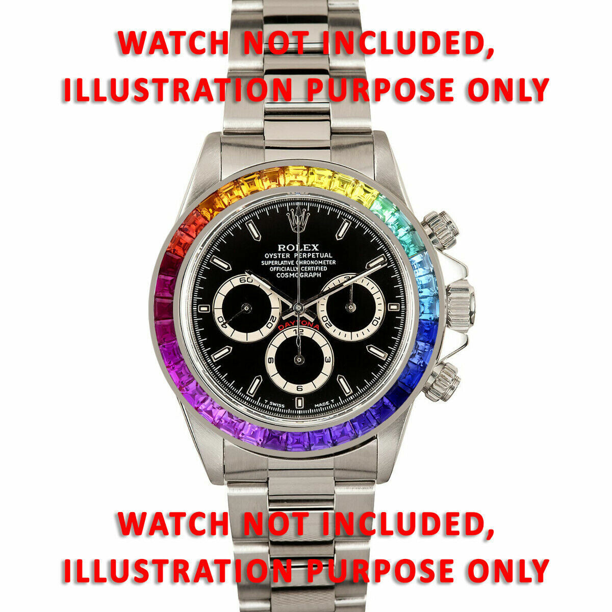 SYNTHETIC RAINBOW COLORED BEZEL FOR ROLEX DAYTONA 116506, 116509, 116589