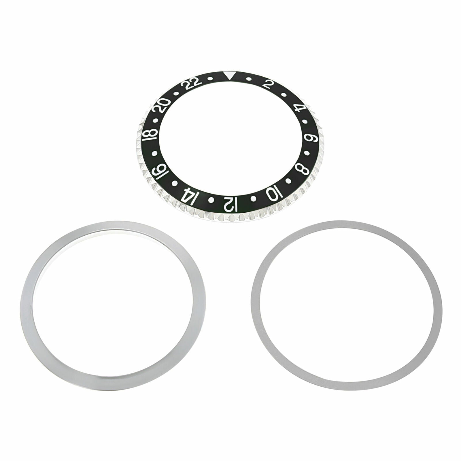 ROTATING STEEL BEZEL, INSERT, RETAINING RING FOR ROLEX GMT 1670, 1675 BLACK