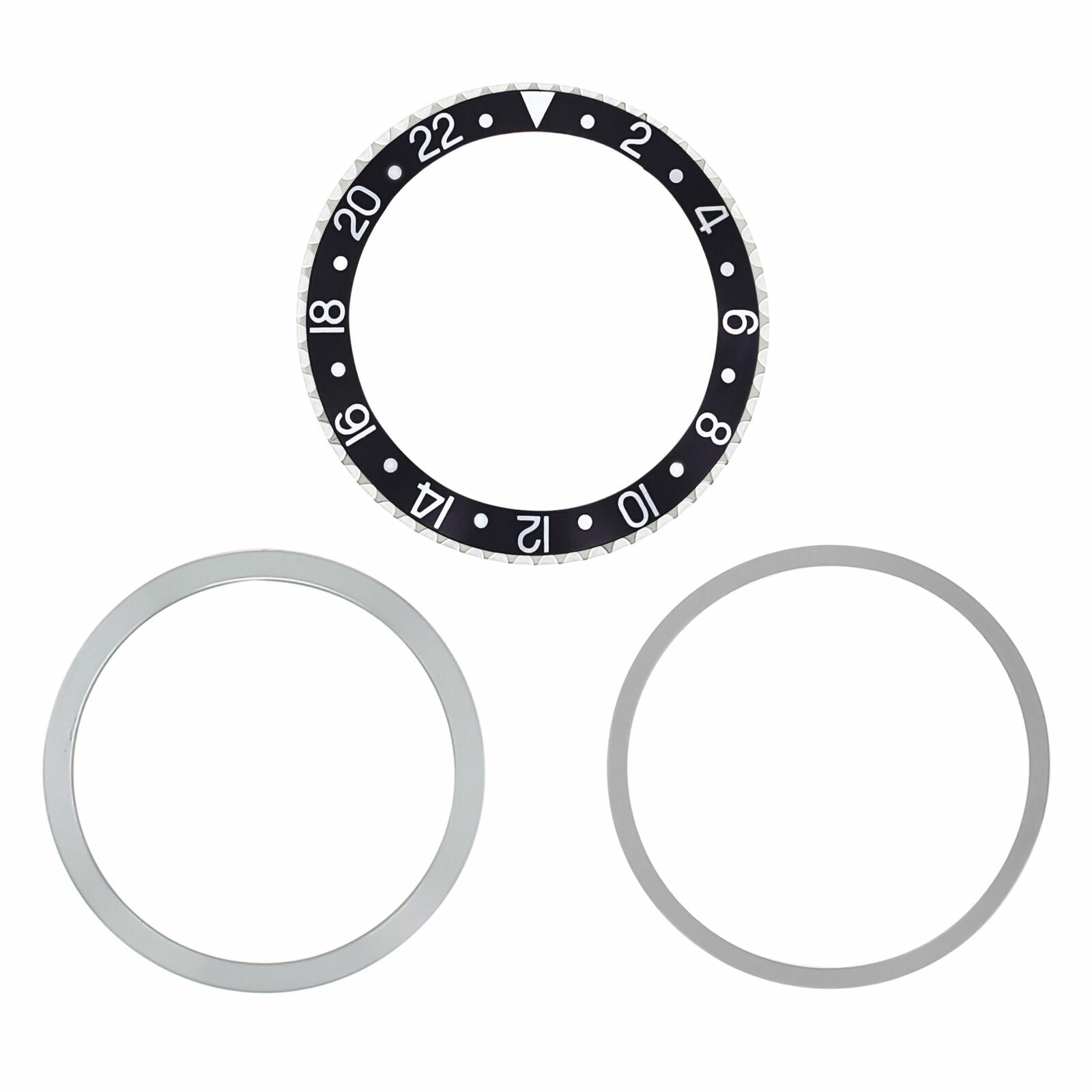 ROTATING STEEL BEZEL, INSERT, RETAINING RING FOR ROLEX GMT 1670, 1675 BLACK